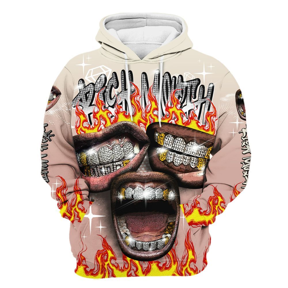 Hoodie To Match Air Force Low 1 Arctic Orange - Rich Mouth Fire Rap Retro 90s All Over Print