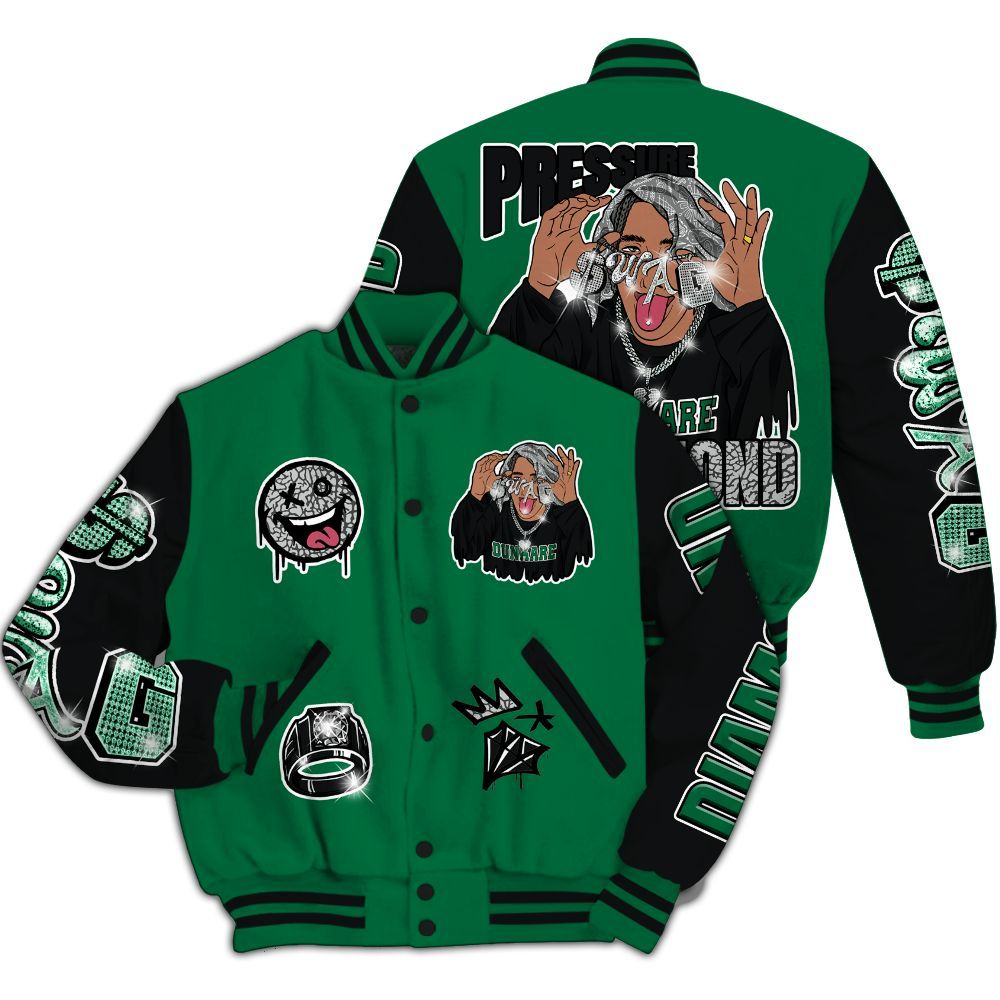 Varsity Jacket To Match Pine Green 3s - Pressures Makes Varsity Jacket To Match All Over Print