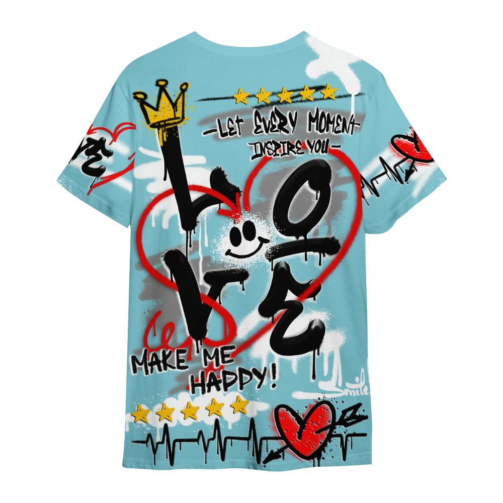 Shirt To Match Low Legend Blue 11s - Happy Love Beats Graffiti Streetwear All Over Print