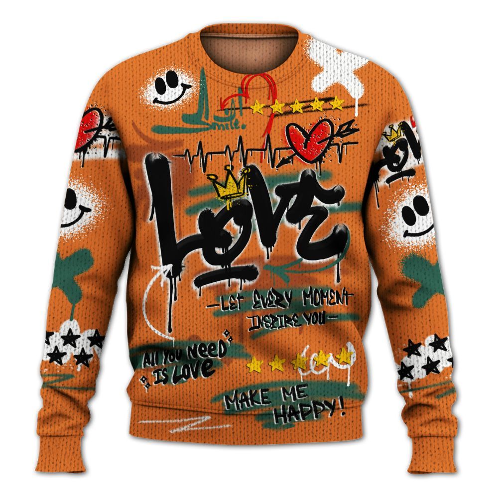 Knitted Sweater To Match Dunk Low Ceramic - Happy Love Beats Graffiti Streetwear