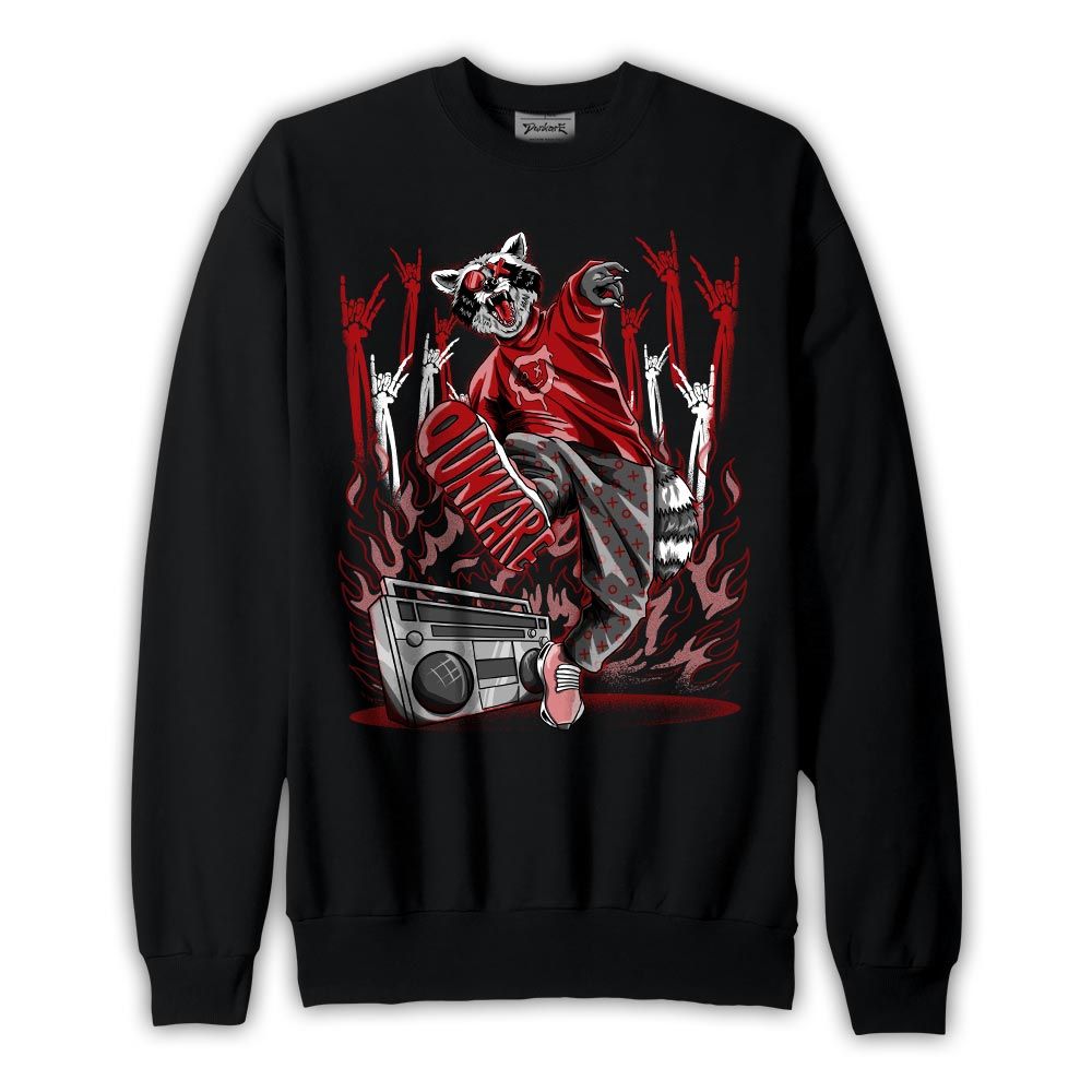 Sweatshirt To match Red Taxi 12s Sweatshirt - Hip Hop Raccoon Graphic