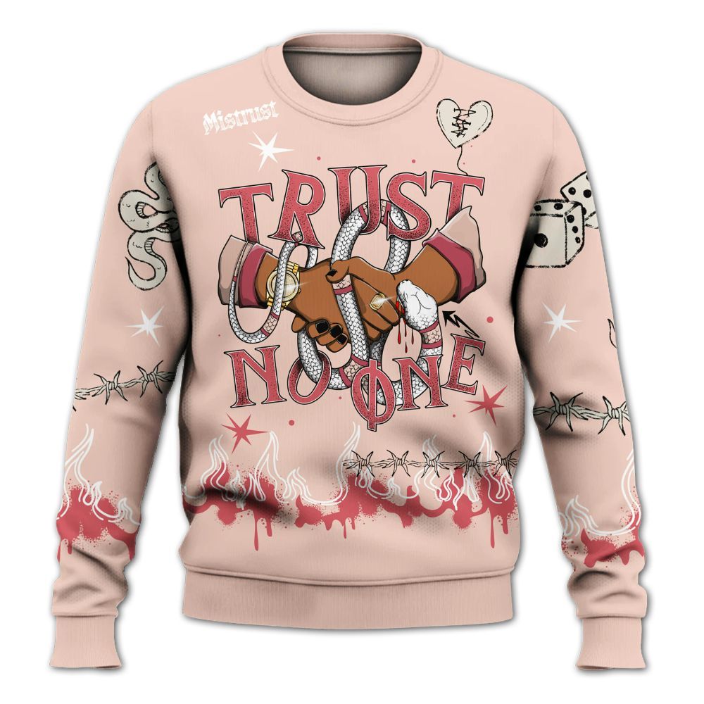 Sweatshirt To Match Washed Coral 2s Shirt, Trust No One Snake-Bite Doodle Crayon All Over Print