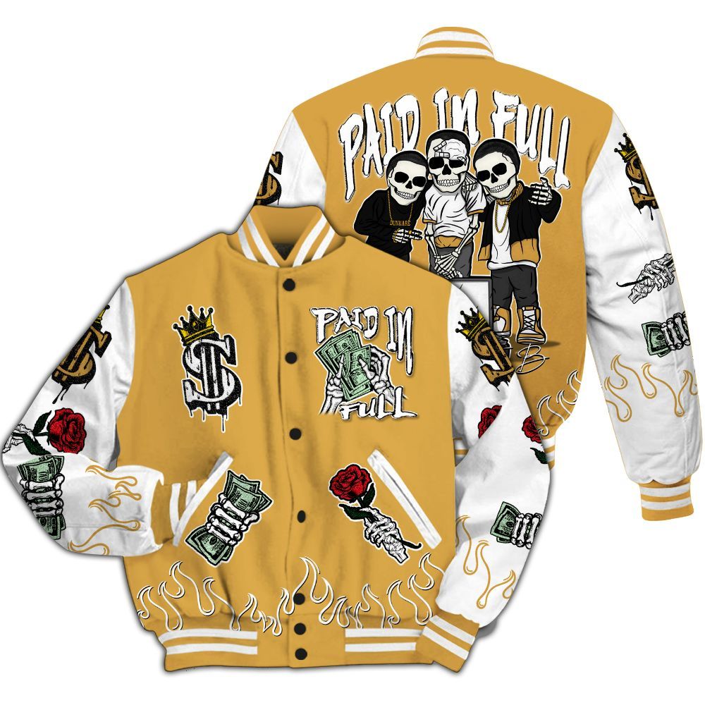 Varsity Jacket To Match Low OG Rookie Of The Year 1s - Fire Everybody Paid In All Over Print