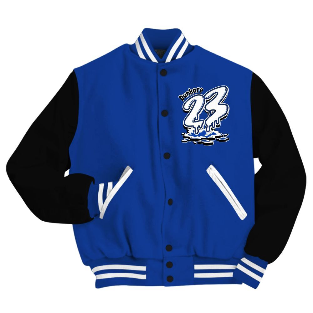 Varsity Jacket To Match Air Foamposite One Royal - Custom Name 23 Drip All Over Print