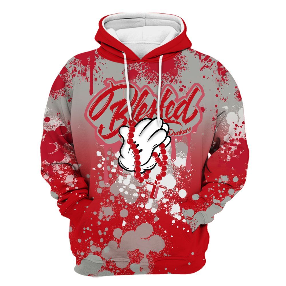 Hoodie To Match Air Griffey Max Gray Reds 1s - God Blessed Ink Drip All Over Print
