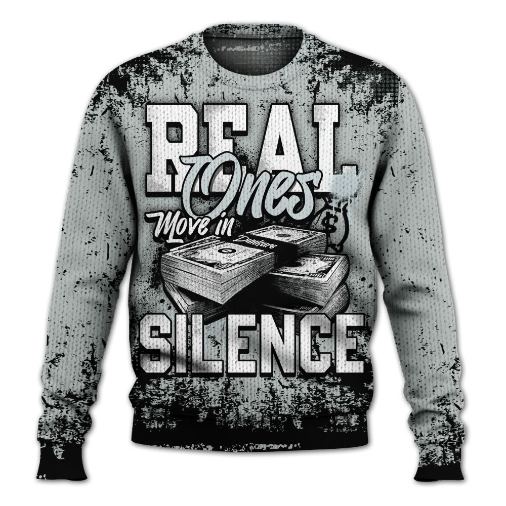 Knitted Sweater To Match Black Wolf Grey 12s - Move In Silence Money Street Retro