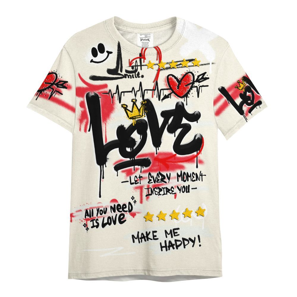 Shirt To Match Low OG Sail 1s - Happy Love Beats Graffiti Streetwear All Over Print