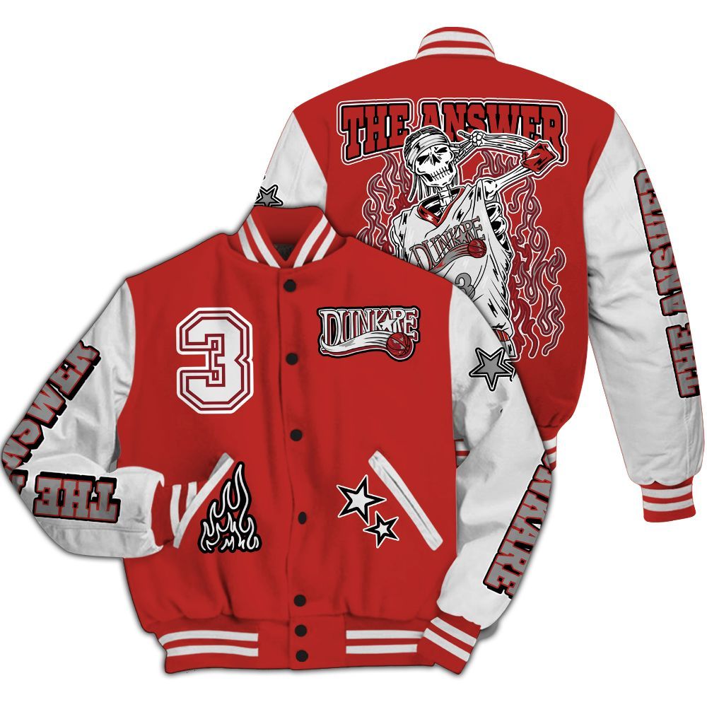 Varsity Jacket To Match Bred Reimagined 4s - Allen Answer Skeleton All Over Print