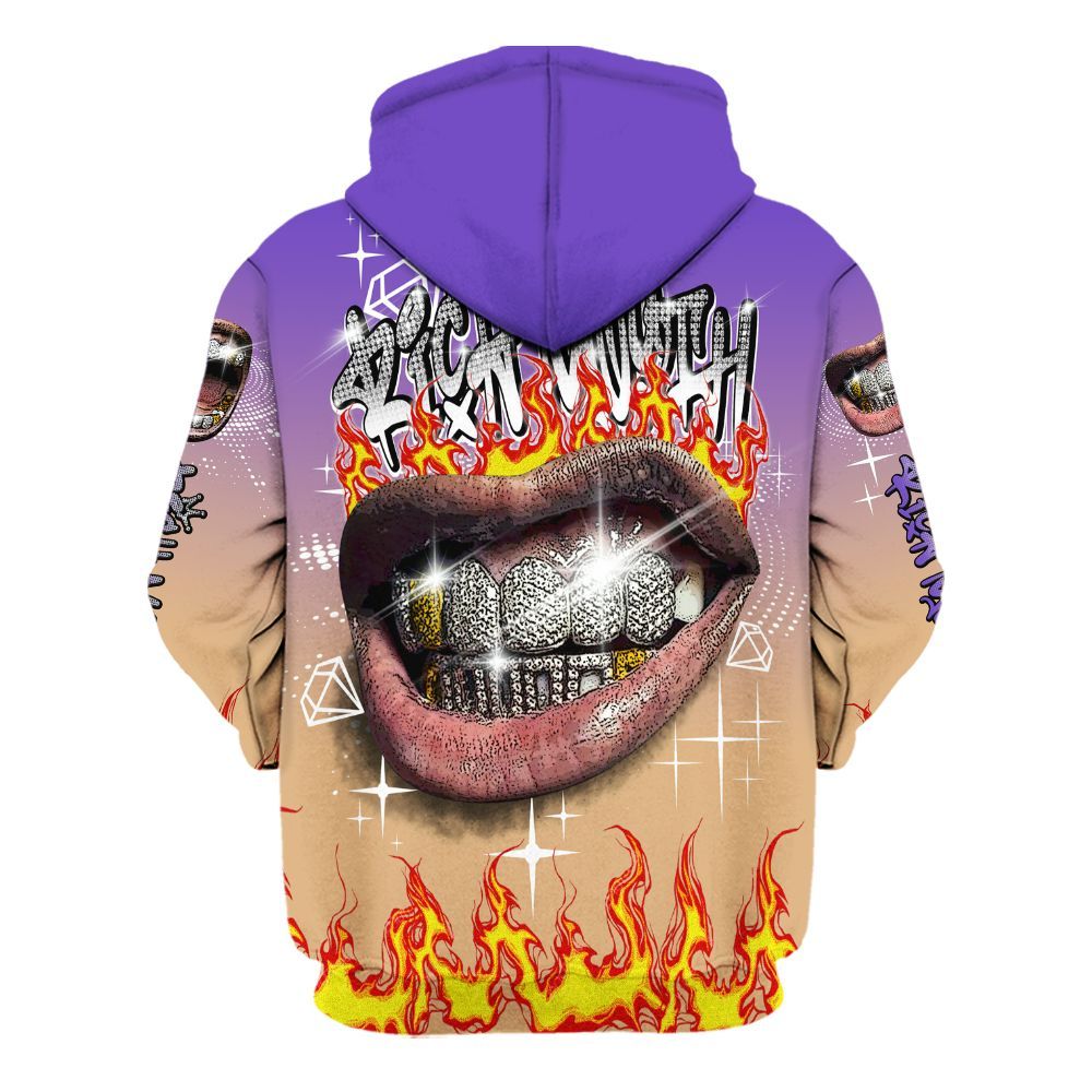 Hoodie To Match SE Afrobeats 7s - Rich Mouth Fire Rap Retro 90s All Over Print