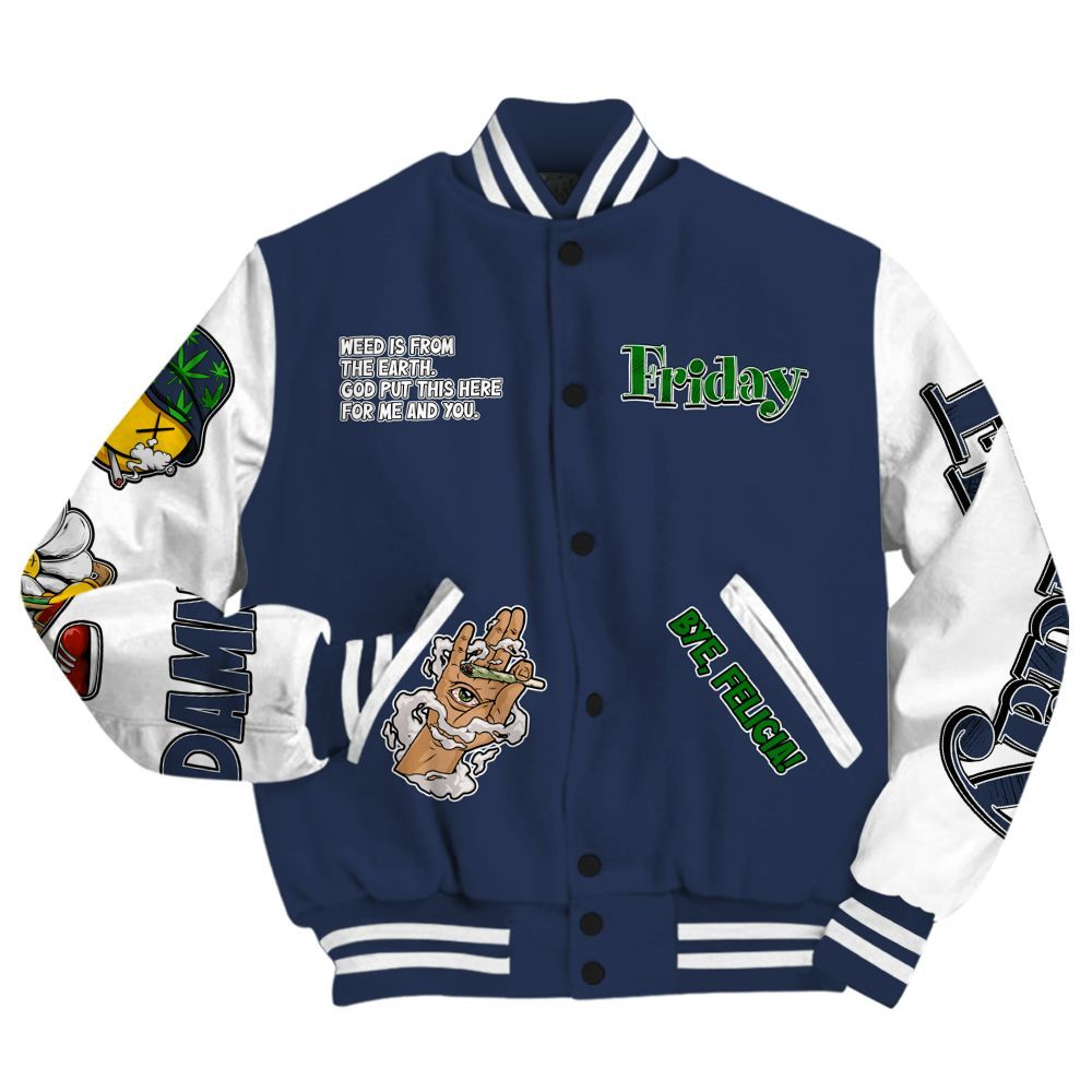 Varsity Jacket To Match Midnight Navy 13s - Friday Sneaker Stress Style All Over Print