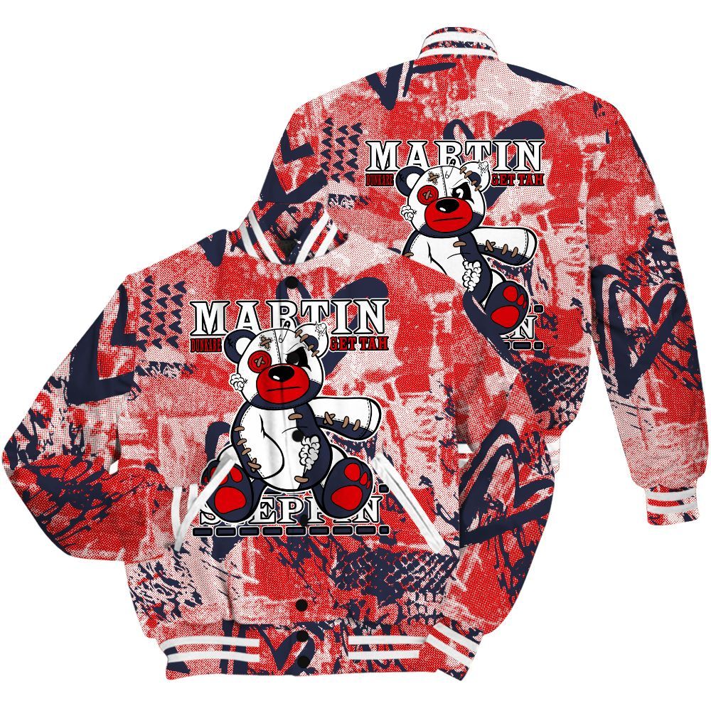 Varsity Jacket To Match Low OG Howard Bison 1s Shirt - Tah Steppin Bear Heart Grunge All Over Print