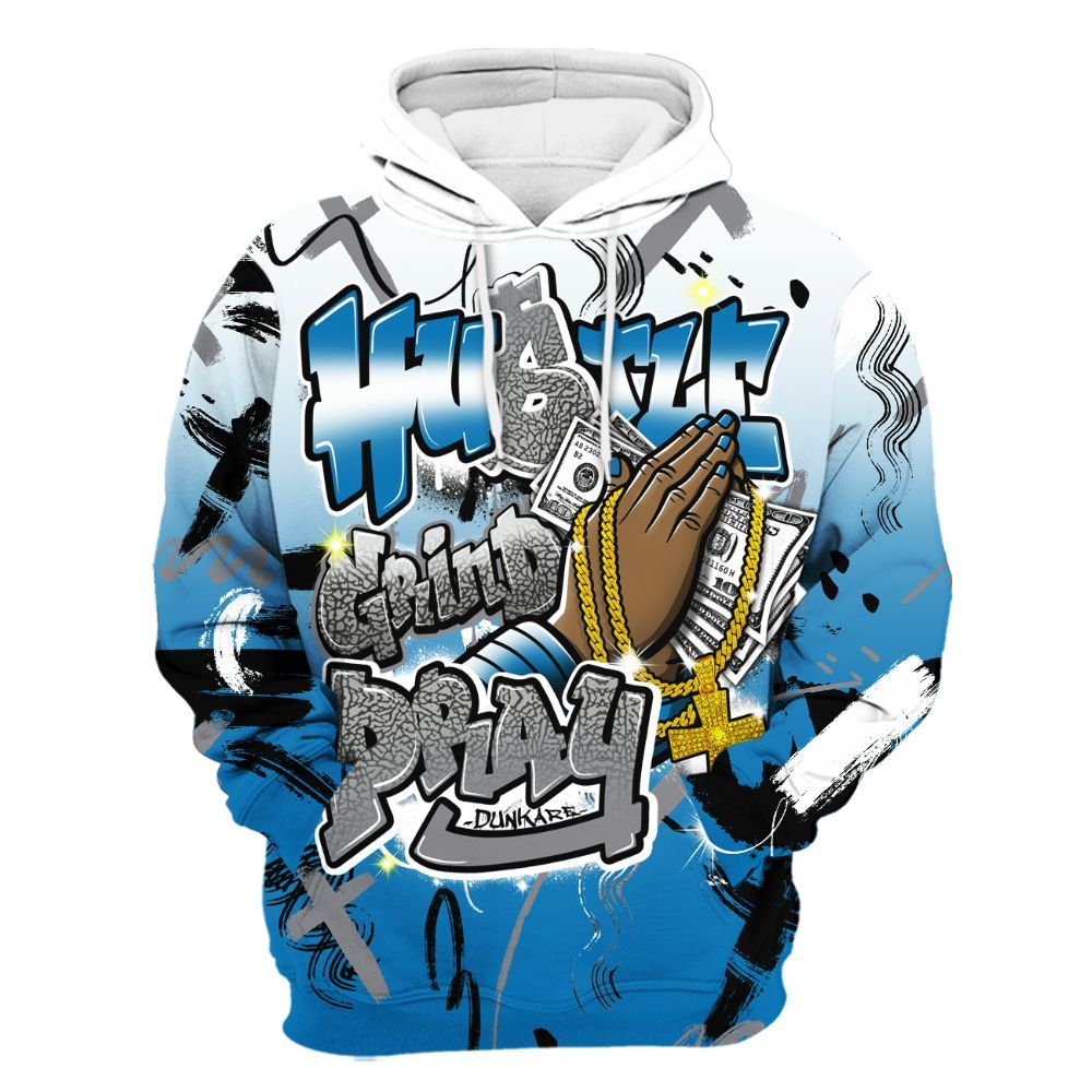 Hoodie To Match Wizards 3s - Money Hustle Grind Pray All Over Print