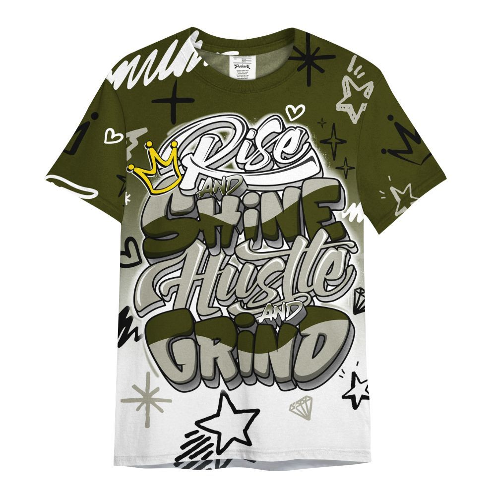 Shirt To Match Dunk Low Pale Ivory Cargo Khaki - Rise Shine Hustle Grind All Over Print
