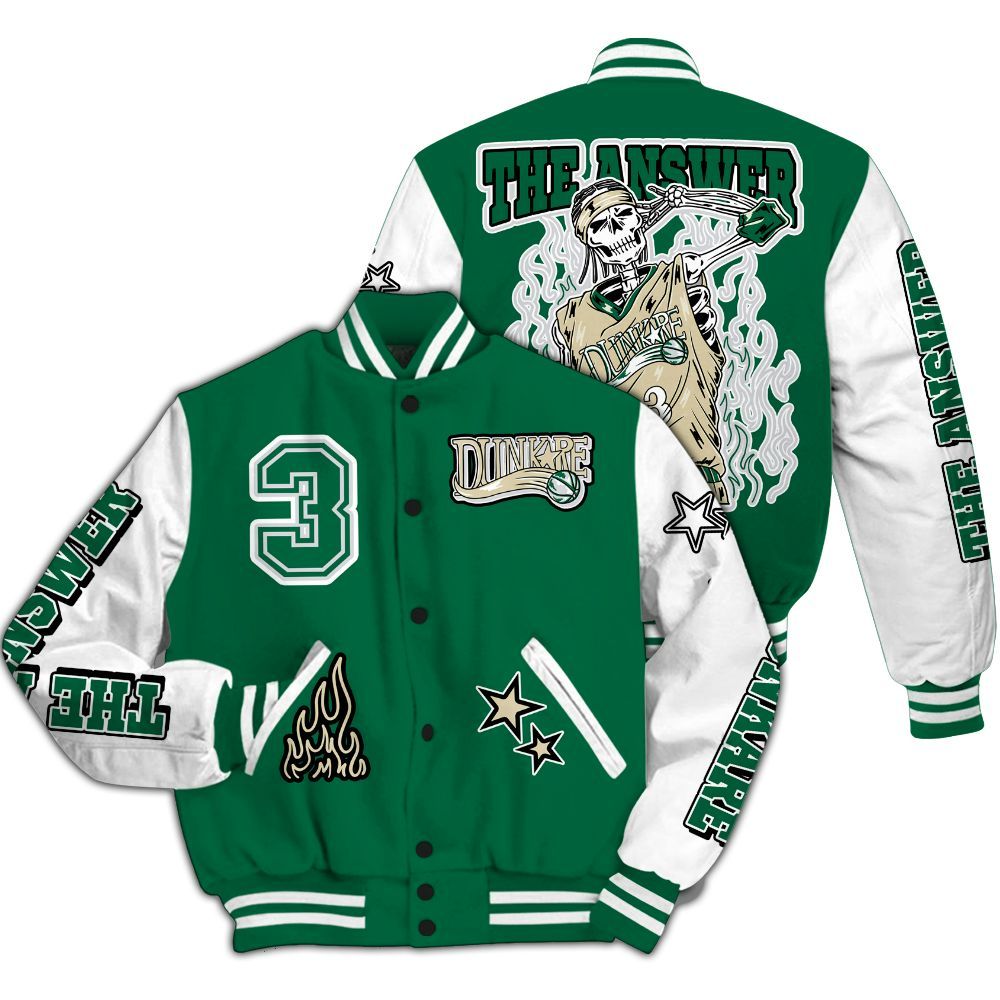 Varsity Jacket To Match Pine Green 4s - Allen Answer Skeleton All Over Print