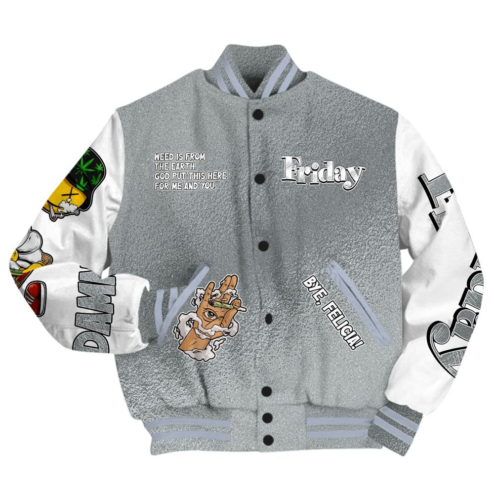 Varsity Jacket To Match White Metallic 2026 5s - Friday Sneaker Stress Style All Over Print