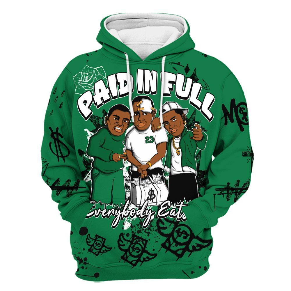 Hoodie To Match Pine Green 13s - Everybody Paid In Full Crayon All Over Print