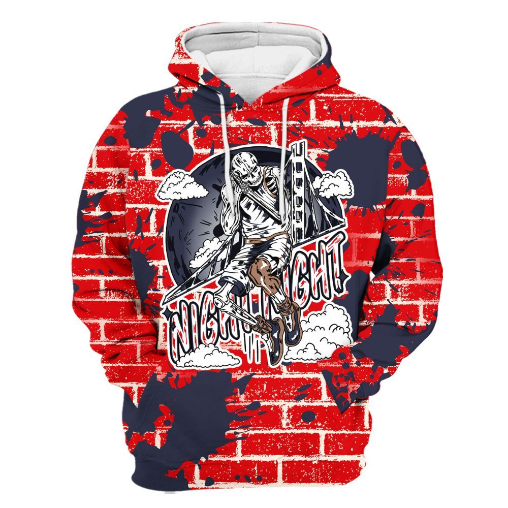 Hoodie To Match Low OG Howard University 1s - Seeya Skeleton Brick All Over Print