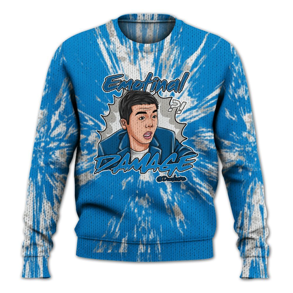 Knitted Sweater To Match Industrial Blue 4s - Damaged Meme Shirt Unisex Outfit