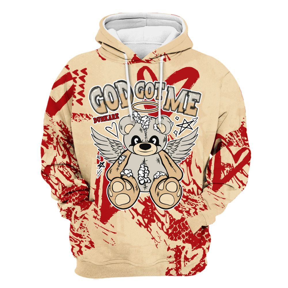Hoodie To Match Dunk Low Strawberry Waffle - Gods Guides Me Bear Heart Grunge All Over Print