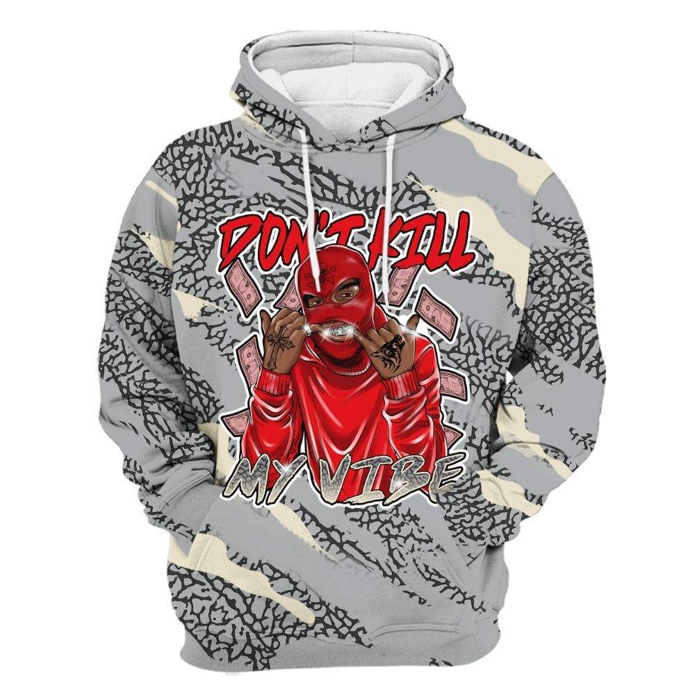 Hoodie To Match Cement Grey 3s - Vibe.Unique Colored All Over Print