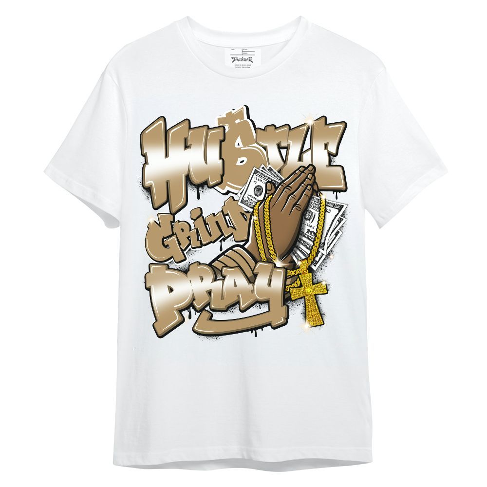 Shirt To Match High OG Black Metallic Gold 1s - Hustle, Money Pray Streetwear Unisex Shirt