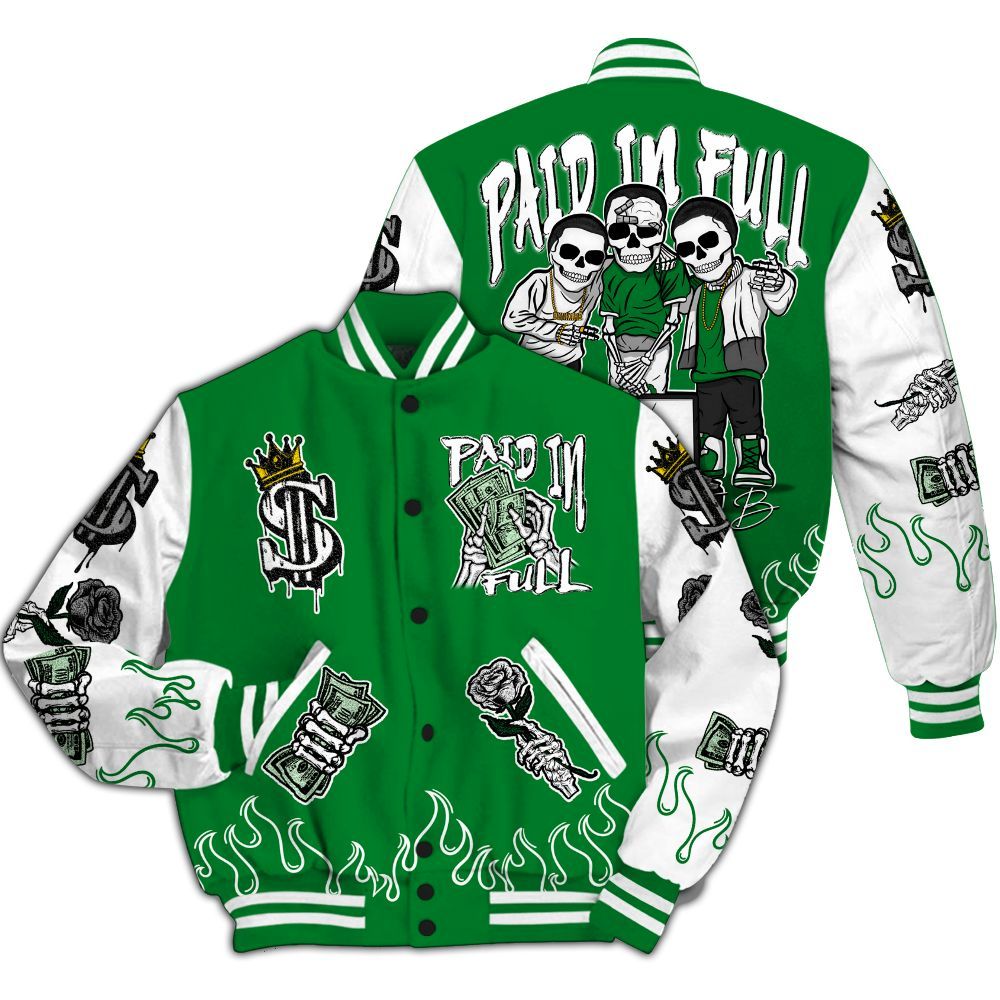 Varsity Jacket To Match Lucky Green 1s - Fire Everybody Paid In All Over Print