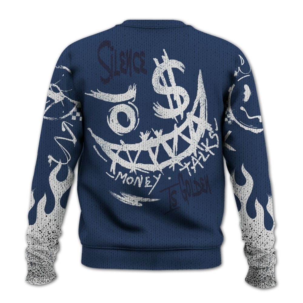 Knitted Sweater To Match Low 85 Metallic Blue 1s - Mouth Burning Street Style