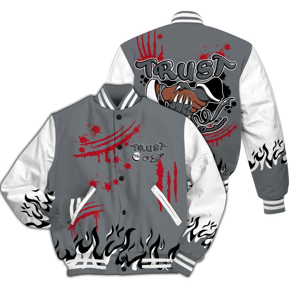 Varsity Jacket To Match Retro Fire Red 9s - Graphic Trust No One All Over Print