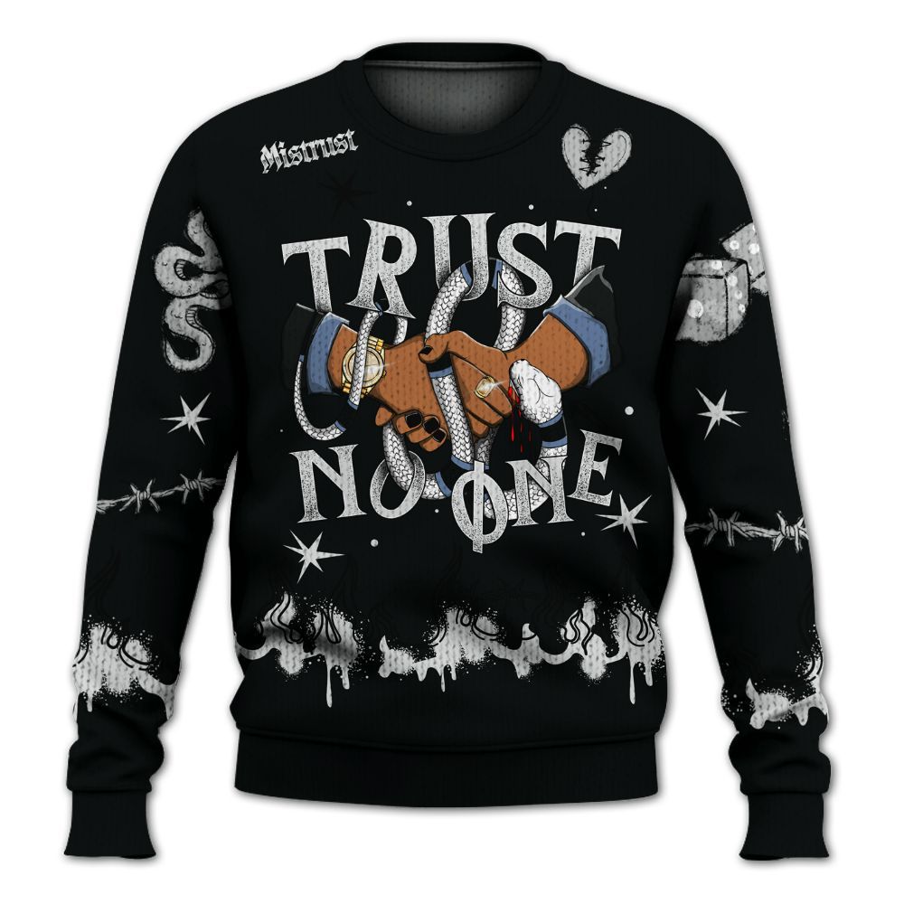 Knitted Sweater To Match Mid Space Jam 1s - Trust No One Snake-Bite Doodle Crayon