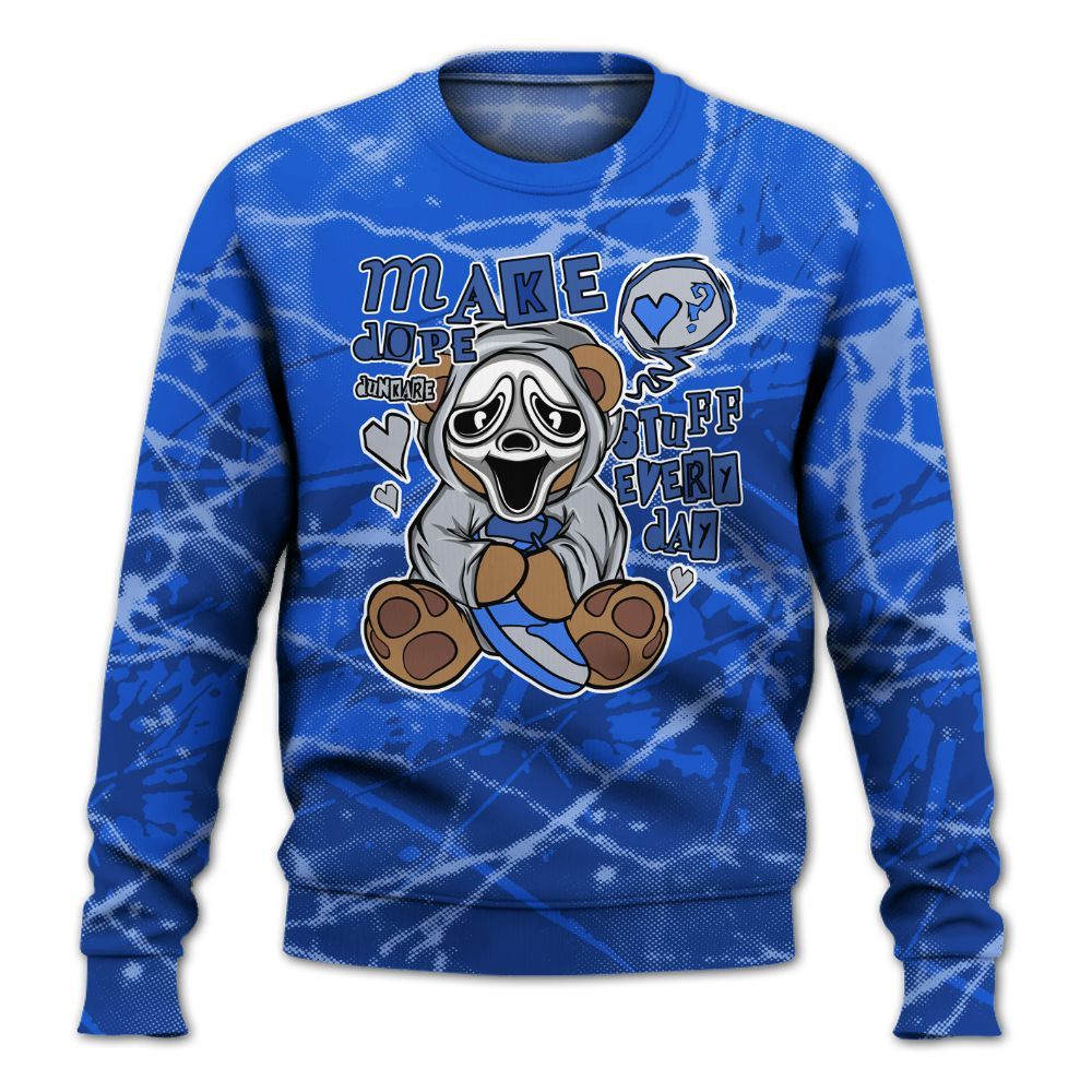 Sweatshirt To Match Air Foamposite One Royal - Make Dopes Bear Profound All Over Print