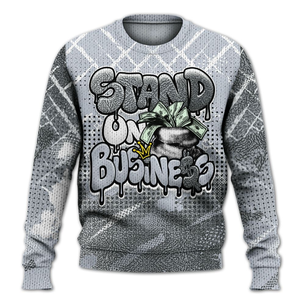 Sweater To Match Cement Grey Silver 3s - Halftone Stand Business Dripping Graphic