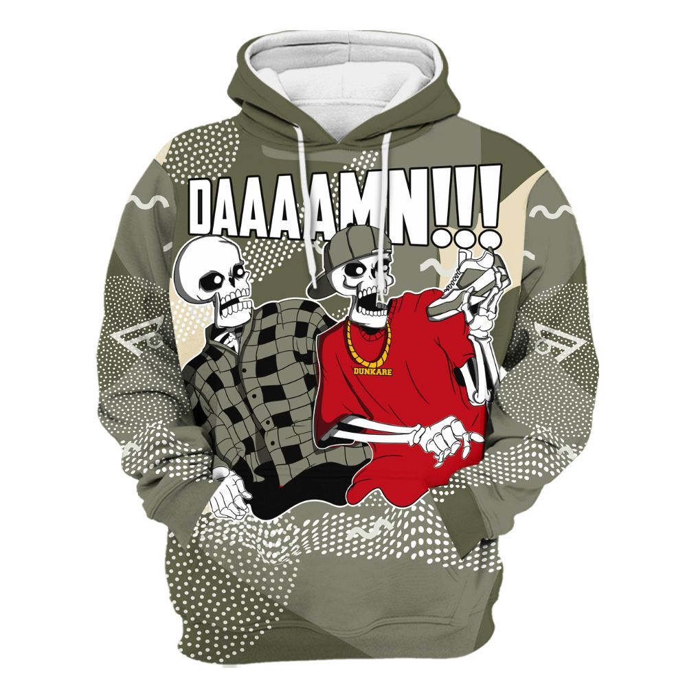 Hoodie To Match Low OG Medium Olive 1s - Graphic Meme Damnn All Over Print