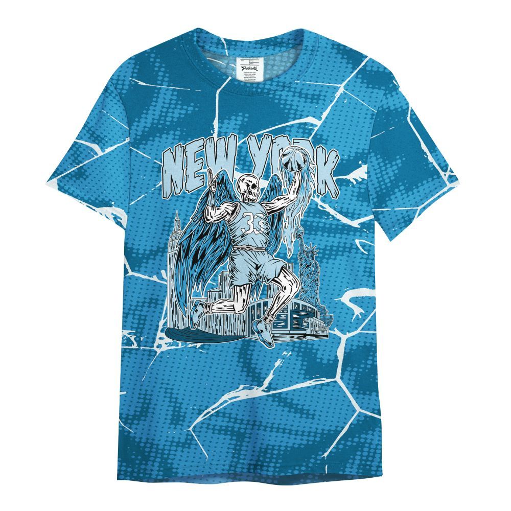 Shirt To Match Powder Blue 9s - Ewing Era Skeleton Crack All Over Print