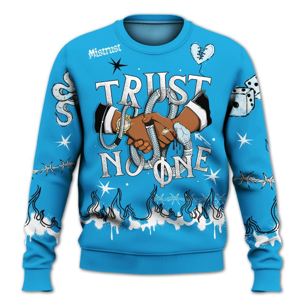 Sweatshirt To Match University Blue Low 2026 11s - Trust No One Snake-Bite Doodle Crayon All Over Print