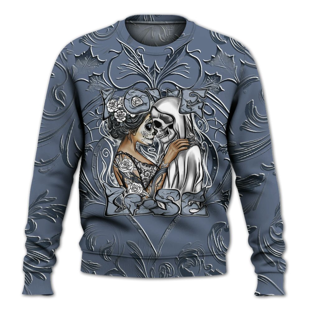 Sweatshirt To Match Low Diffused Blue 11s - Loves Lose Gothic All Over Print