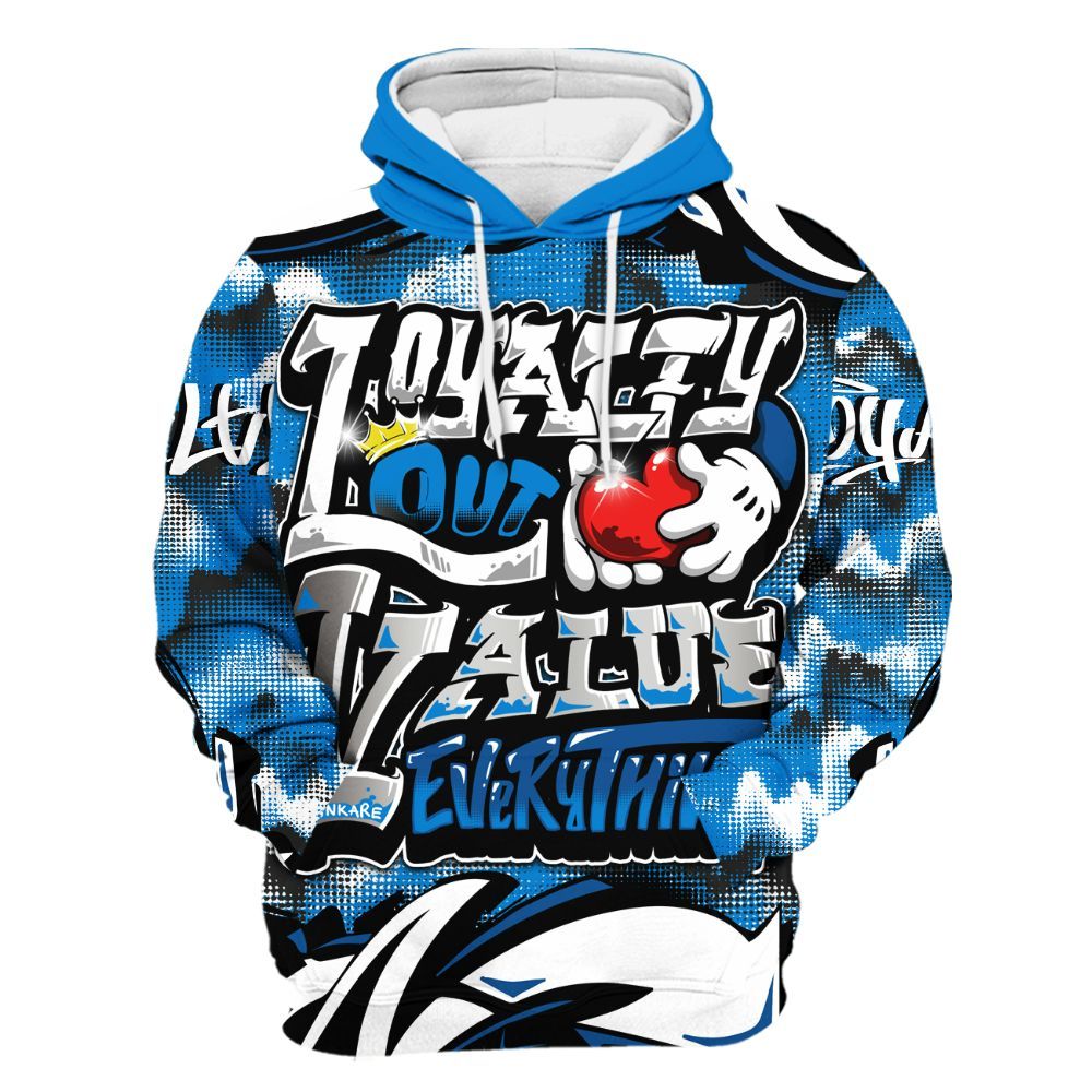 Hoodie To Match High OG FragmentxULA White Black 1s - Loyalty Out Value Graffiti All Over Print