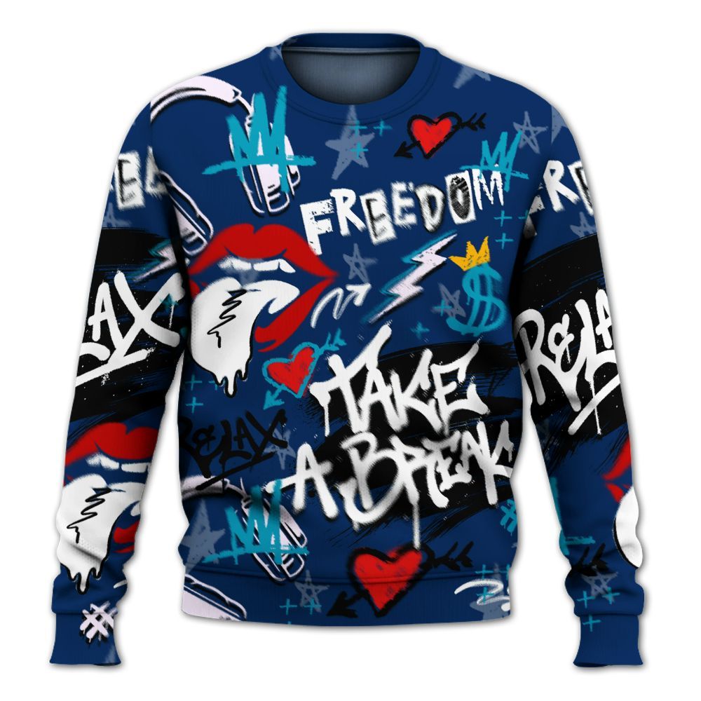 Sweatshirt To Match Kobe 5 X-Ray - Take Break Freedom Graffiti Streetwear All Over Print