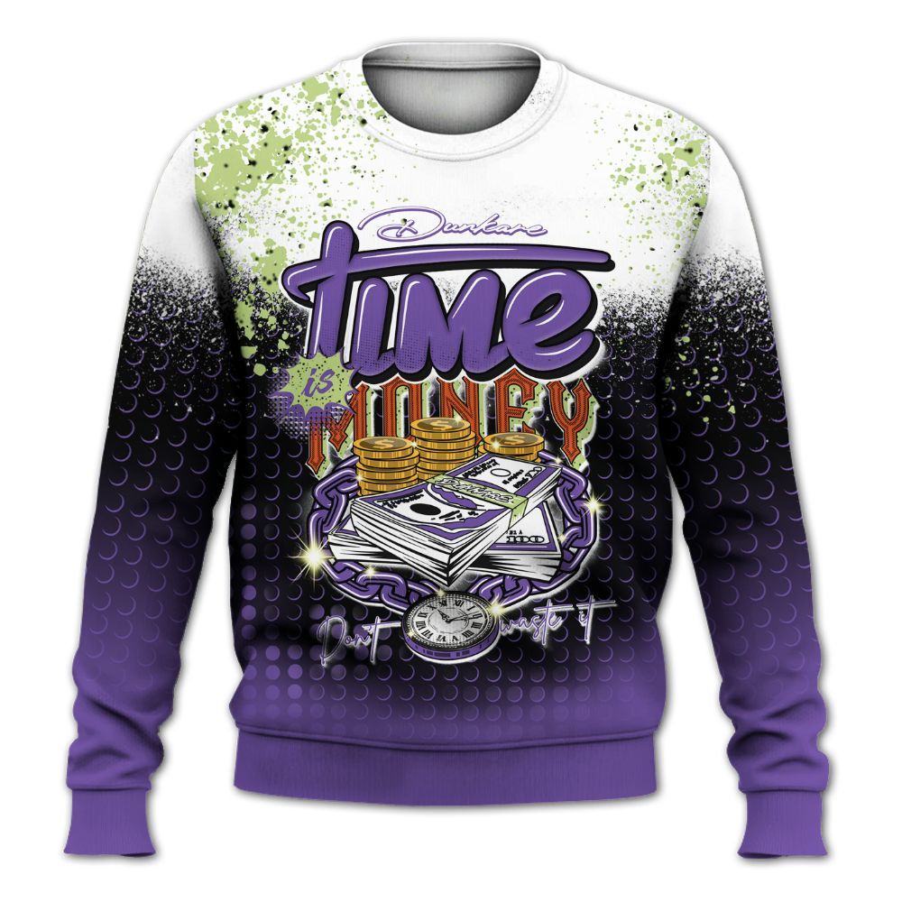 Sweatshirt To Match Canyon Purple 4s - Halftone Time Is Money All Over Print