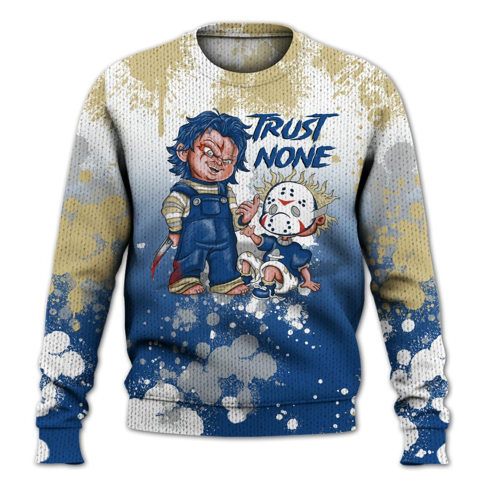 Knitted Sweater To Match Air Ship Royal Blue - Trust No One Scary