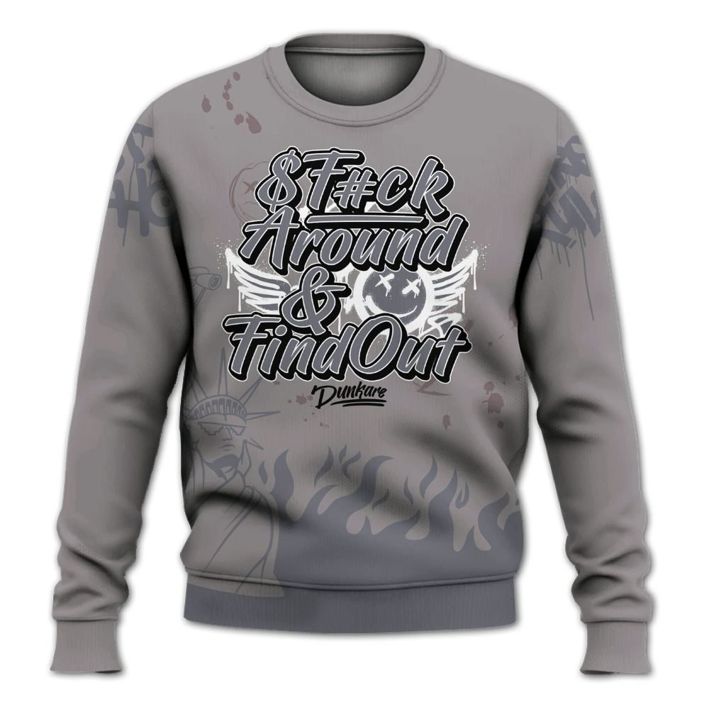 Sweatshirt To Match Cool Grey 11s - Graphic Fck Around Find Out All Over Print