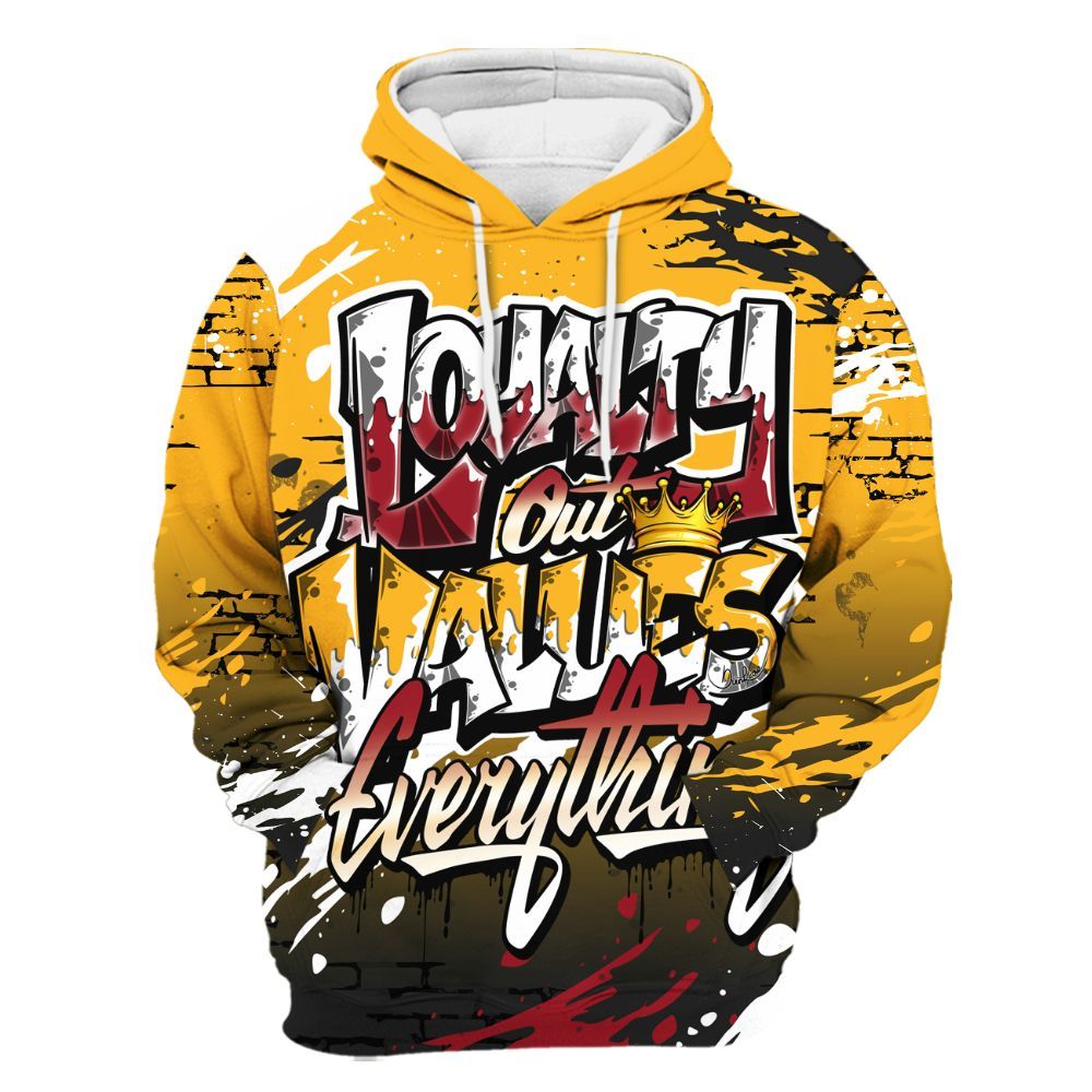 Hoodie To Match White Taxi 12s Shirt, Values Of Loyalty Drip All Over Print