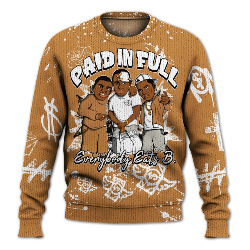 Knitted Sweater To Match Dunk Low Nature Wheat Suede - Everybody Paid In Full Crayon