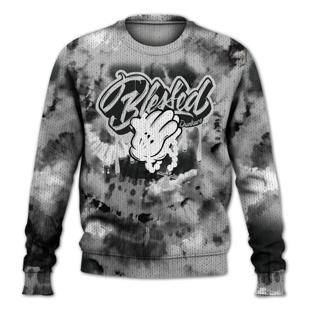 Knitted Sweater To Match Low 85 Metallic Black 1s - God Blessed Tie Dye