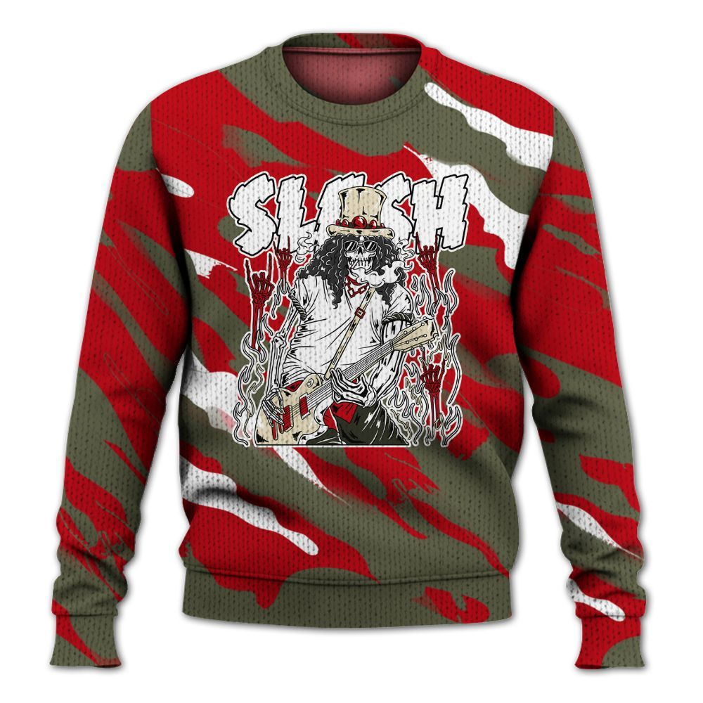 Knitted Sweater To Match Low OG Medium Olive 1s - Slash Skeleton Colored