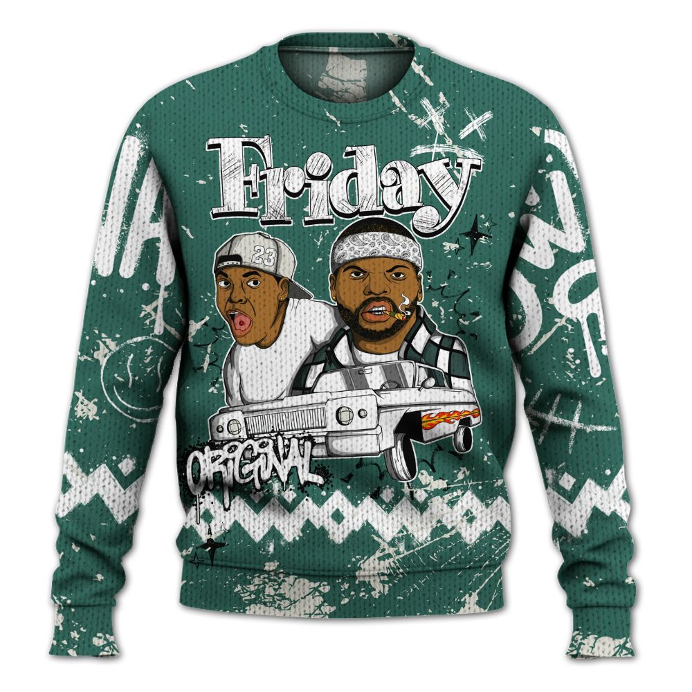 Knitted Sweater To Match RM Oxidized Green 4s - Friday Sneaker Crayon