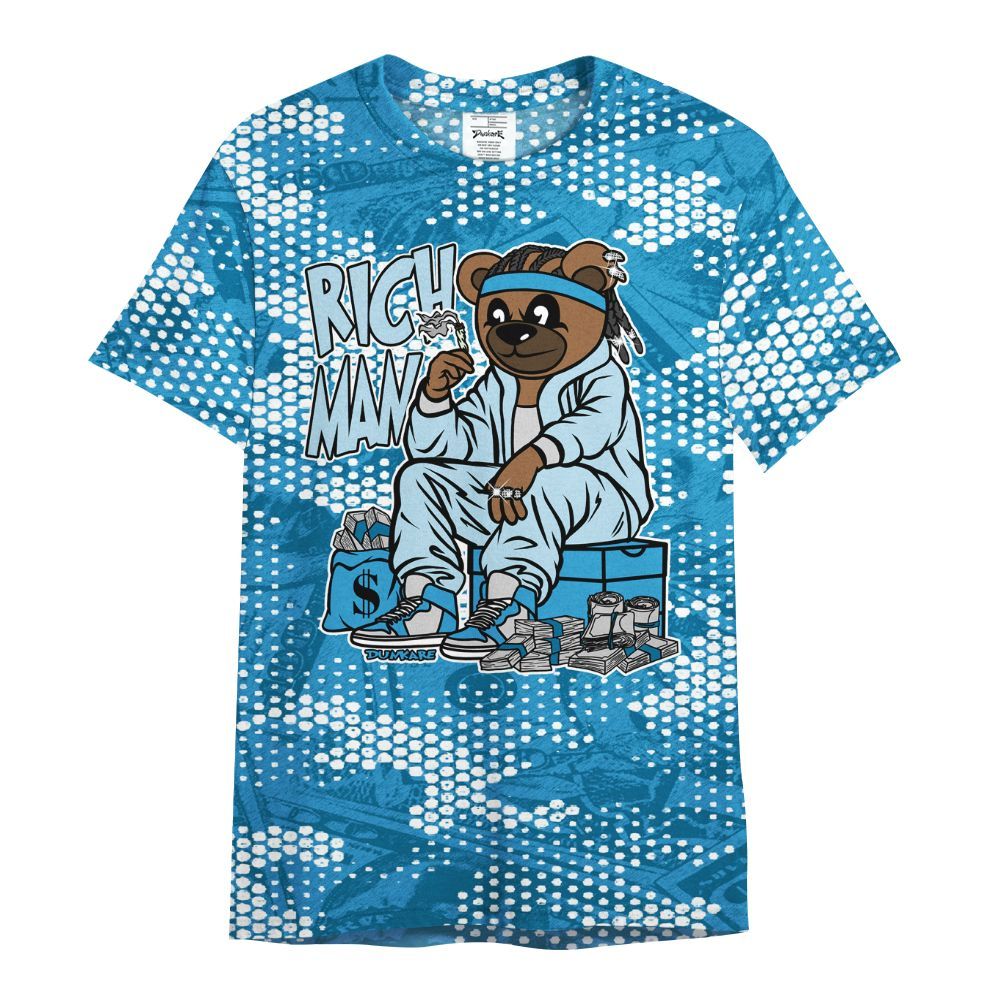 Shirt To Match Powder Blue 9s - Rich Man Bear Banknotes Art All Over Print
