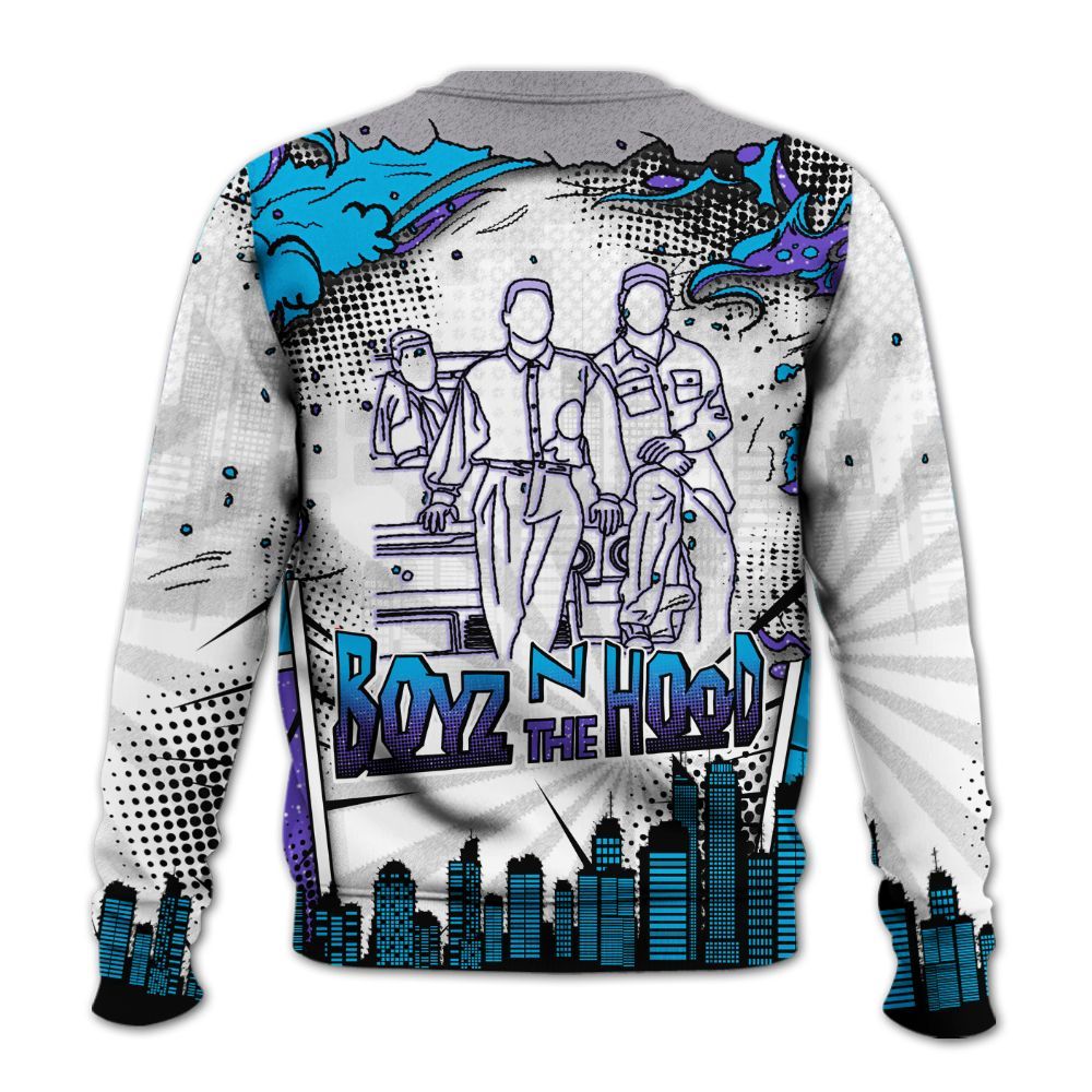 Sweatshirt To Match Retro Aqua 8s - Boyz N The Comic All Over Print