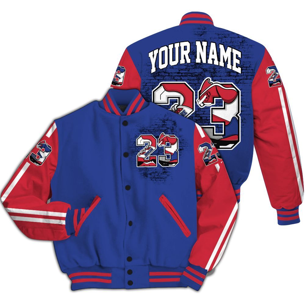 Varsity Jacket To Match Air Griffey Max USA Red White Blue 1s - Custom Name Number 23 5s All Over Print