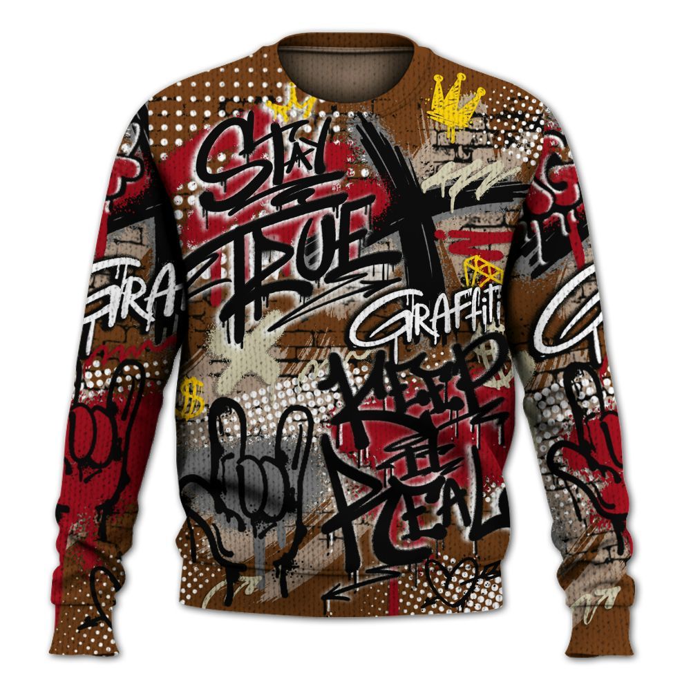 Knitted Sweater To Match Archaeo Brown 5s - True It Real Graffiti Streetwear