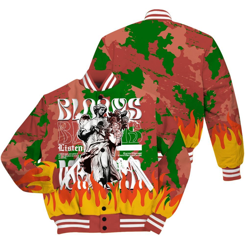 Varsity Jacket To Match Dune Red 13s - Blooms Whisper Retro All Over Print